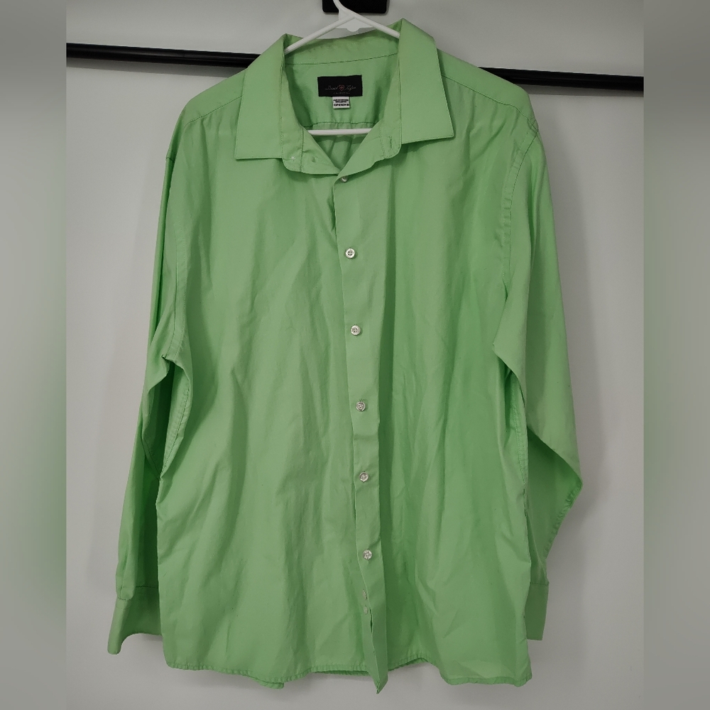 David Taylor Mint-Green Dress Shirt Size Mens XL